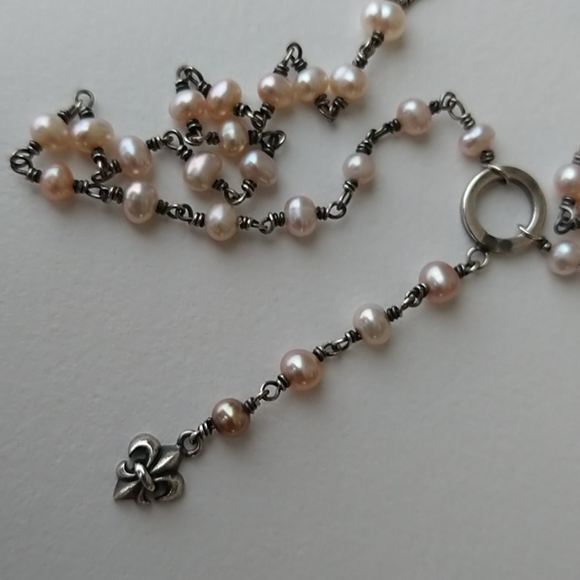 Vintage Sterling Silver Pearl necklace - Picture 8 of 9